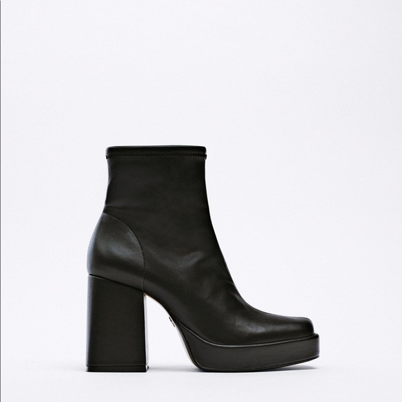 NWT ZARA PLATFORM STRETCH ANKLE BOOTS - Picture 1 of 6